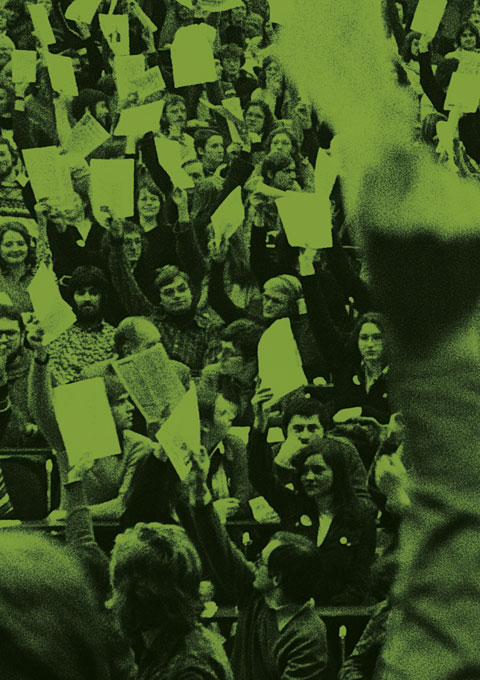 Strike assembly in the Audimax, 1977