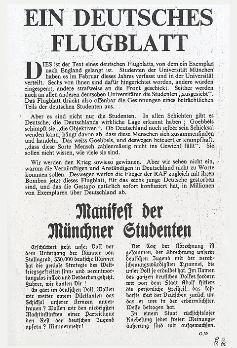 Leaflet against National Socialism of the White Rose