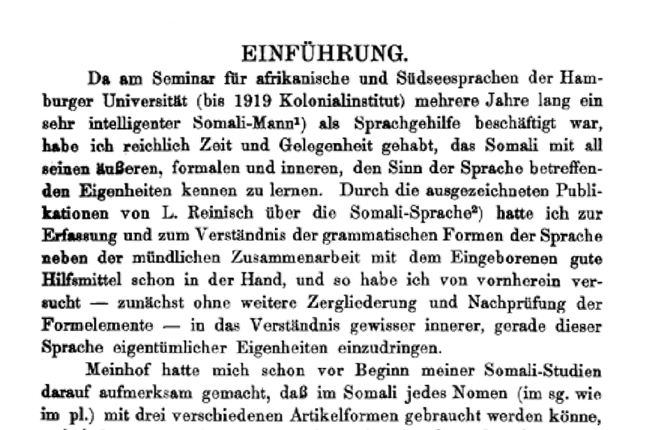 Somali texts and a study of the Somali phonology, Berlin 1925