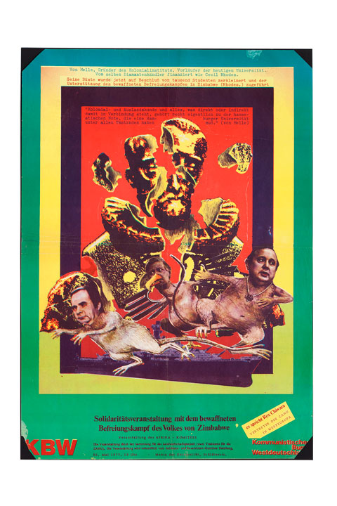 Communist League of West Germany (KBW) poster from 1977 says: Solidarity with armed resistance to free the people of Zimbabwe.