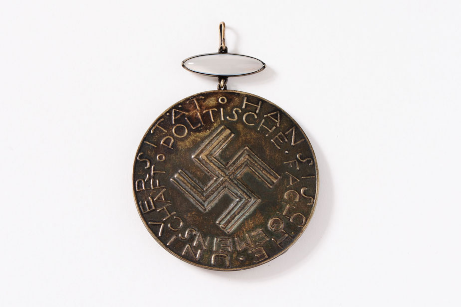 Prototype of the dean’s medallion for the political association, with swastika
