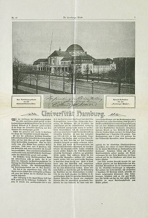 First page of a three-page article in the Hamburger Woche, 1911