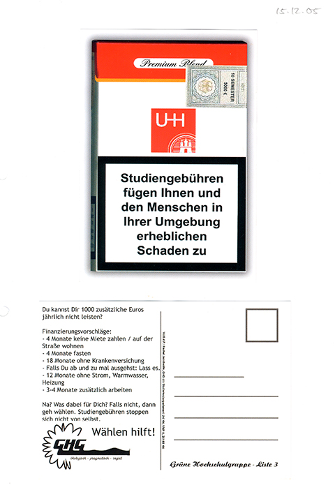 Flugblatt gegen Studiengebühren, 2005.