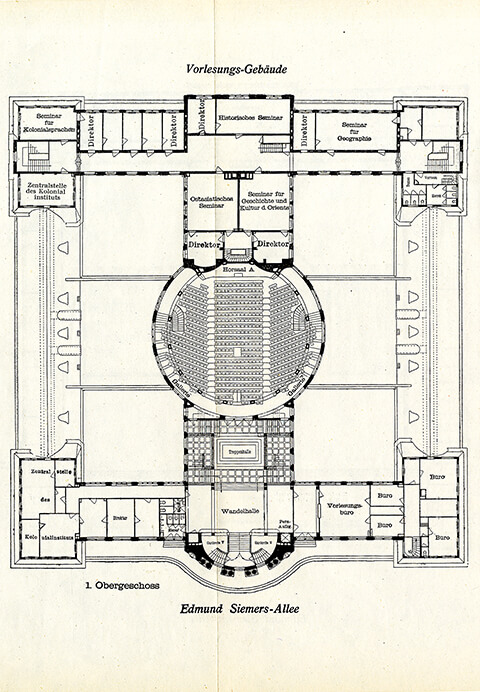 Floor plan of the lecture building with the Colonial Institute rooms, 1914